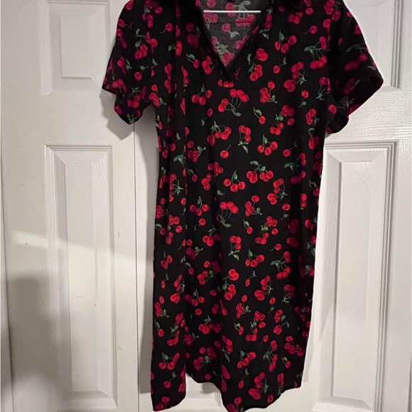 Motel Rocks Cherry Vintage Look Pin up Rockabilly Mini Shirt Dress XL - Picture 7 of 8